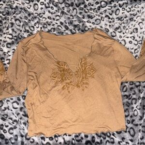 Embroidered Tan Women's Top